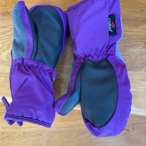 Purple and Gray Kids Mittens